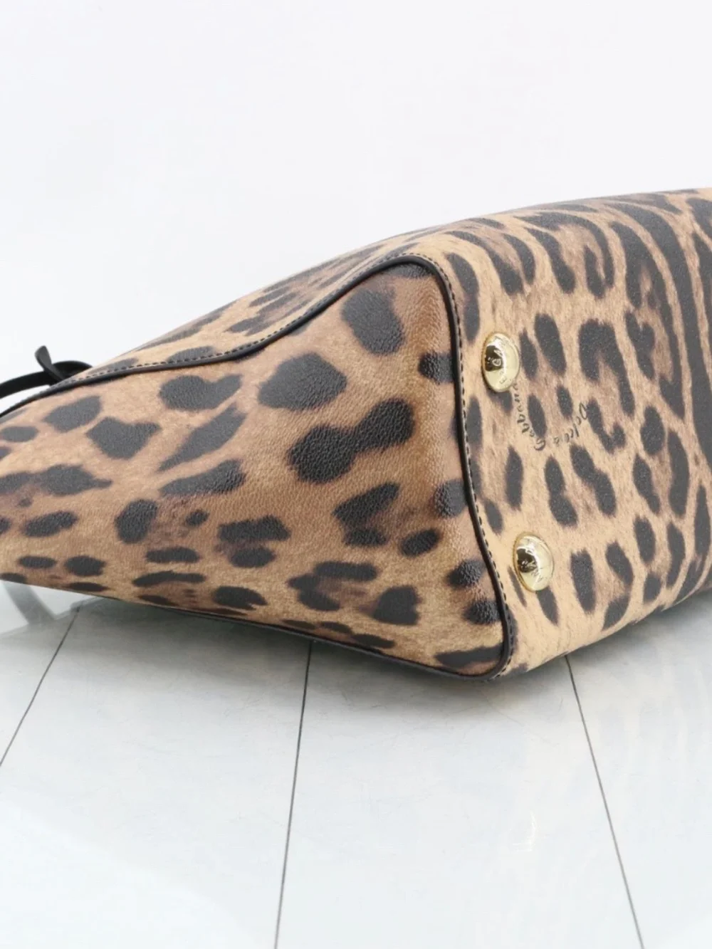 Dolce & Gabbana Leopard Print Large Tote Bag Black Leather - Picture 6 of 17